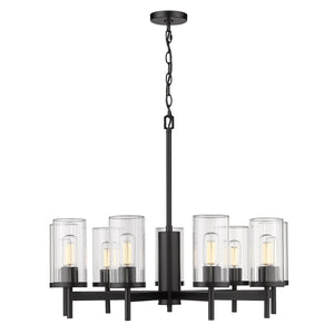 Golden - 7011-9 BLK-CLR - Nine Light Chandelier - Winslett BLK - Matte Black