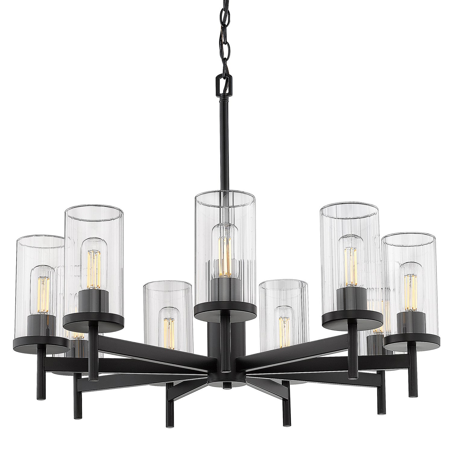 Golden - 7011-9 BLK-CLR - Nine Light Chandelier - Winslett BLK - Matte Black