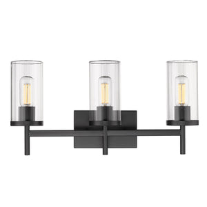 Golden - 7011-BA3 BLK-CLR - Three Light Bath Vanity - Winslett BLK - Matte Black