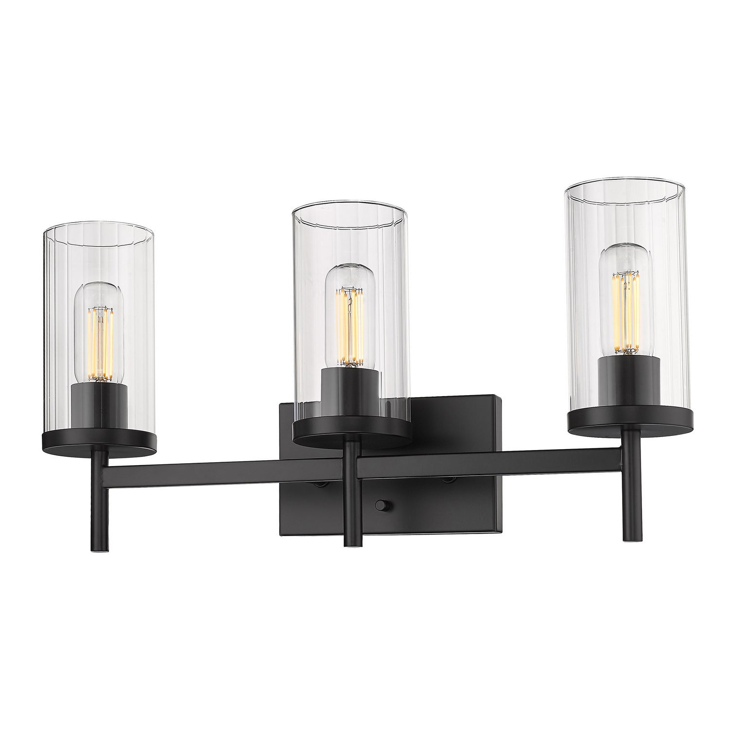 Golden - 7011-BA3 BLK-CLR - Three Light Bath Vanity - Winslett BLK - Matte Black