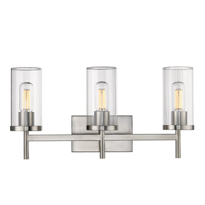 Golden - 7011-BA3 PW-CLR - Three Light Bath Vanity - Winslett PW - Pewter