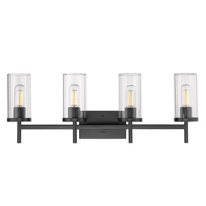 Golden - 7011-BA4 BLK-CLR - Four Light Bath Vanity - Winslett BLK - Matte Black