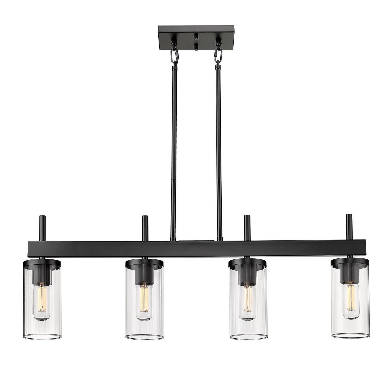 Golden - 7011-LP BLK-CLR - Four Light Linear Pendant - Winslett BLK - Matte Black