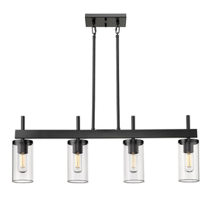 Golden - 7011-LP BLK-CLR - Four Light Linear Pendant - Winslett BLK - Matte Black