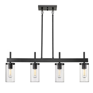 Golden - 7011-LP BLK-CLR - Four Light Linear Pendant - Winslett BLK - Matte Black