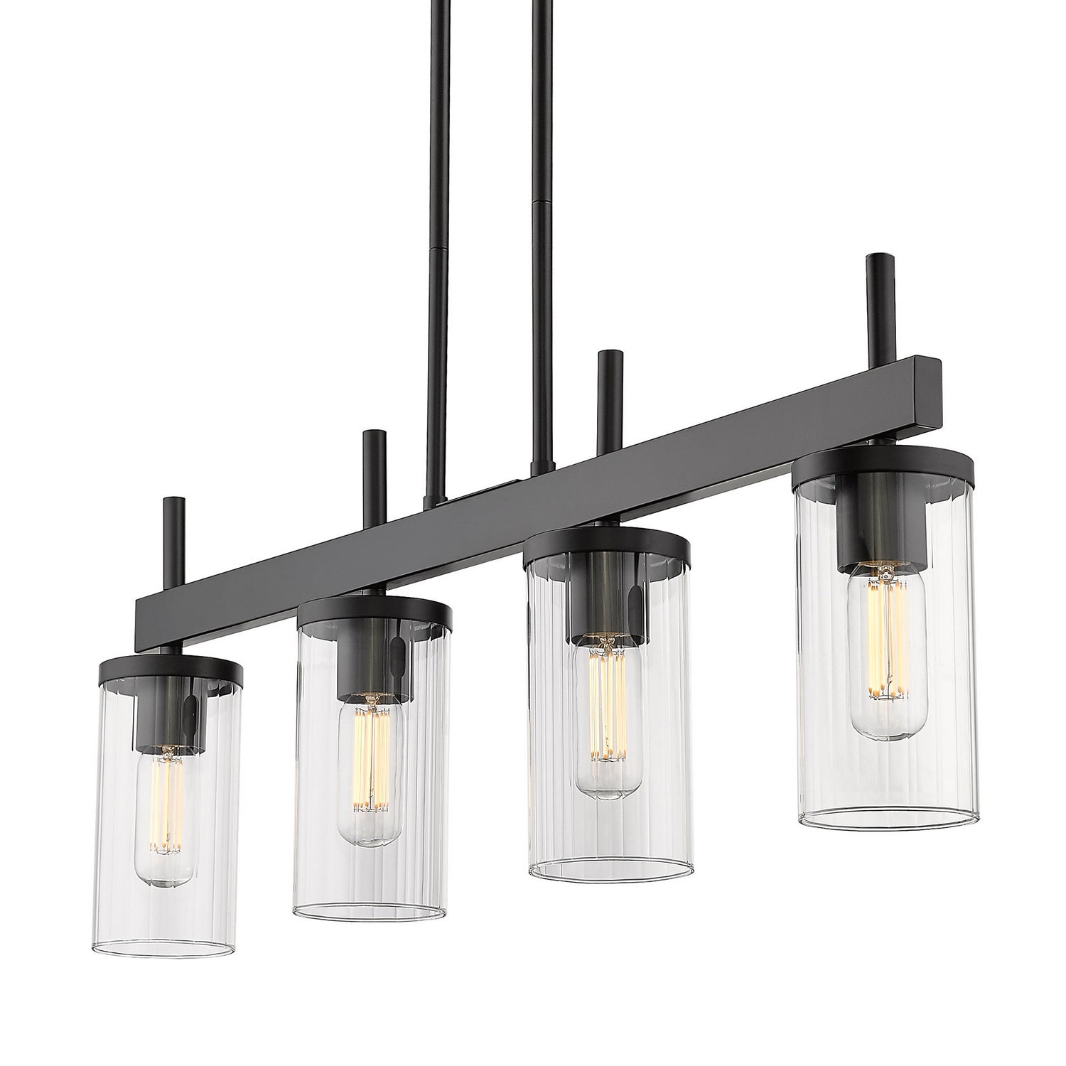 Golden - 7011-LP BLK-CLR - Four Light Linear Pendant - Winslett BLK - Matte Black