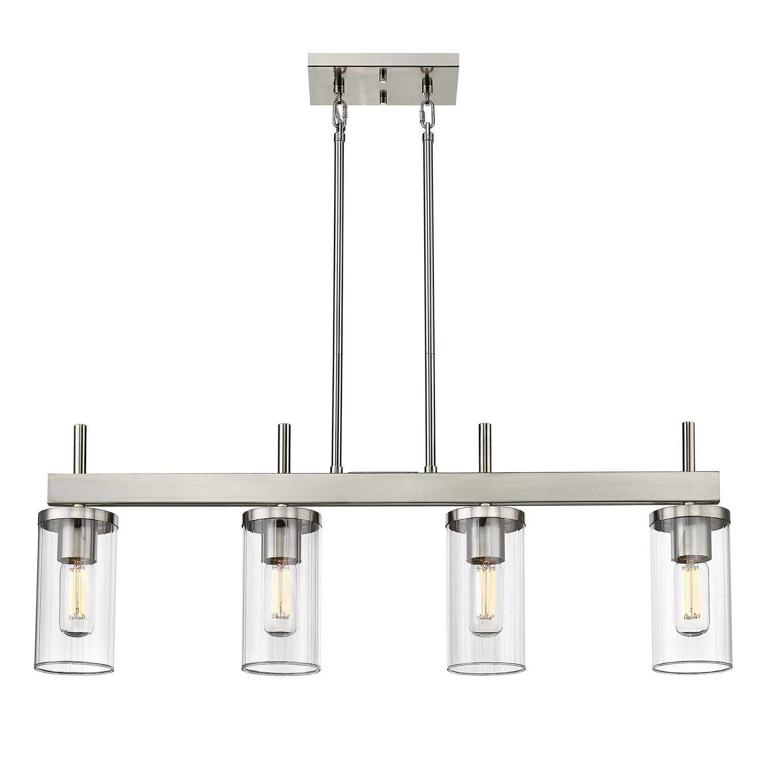 Golden - 7011-LP PW-CLR - Four Light Linear Pendant - Winslett PW - Pewter