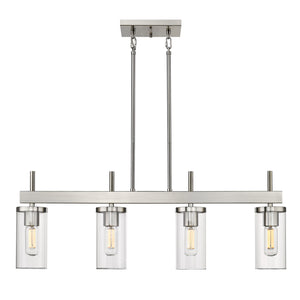 Golden - 7011-LP PW-CLR - Four Light Linear Pendant - Winslett PW - Pewter