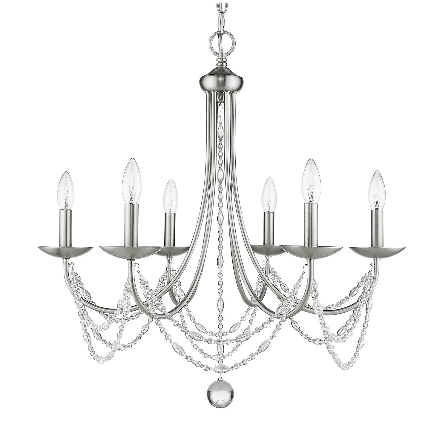 Golden - 7644-6 PW - Six Light Chandelier - Mirabella - Pewter