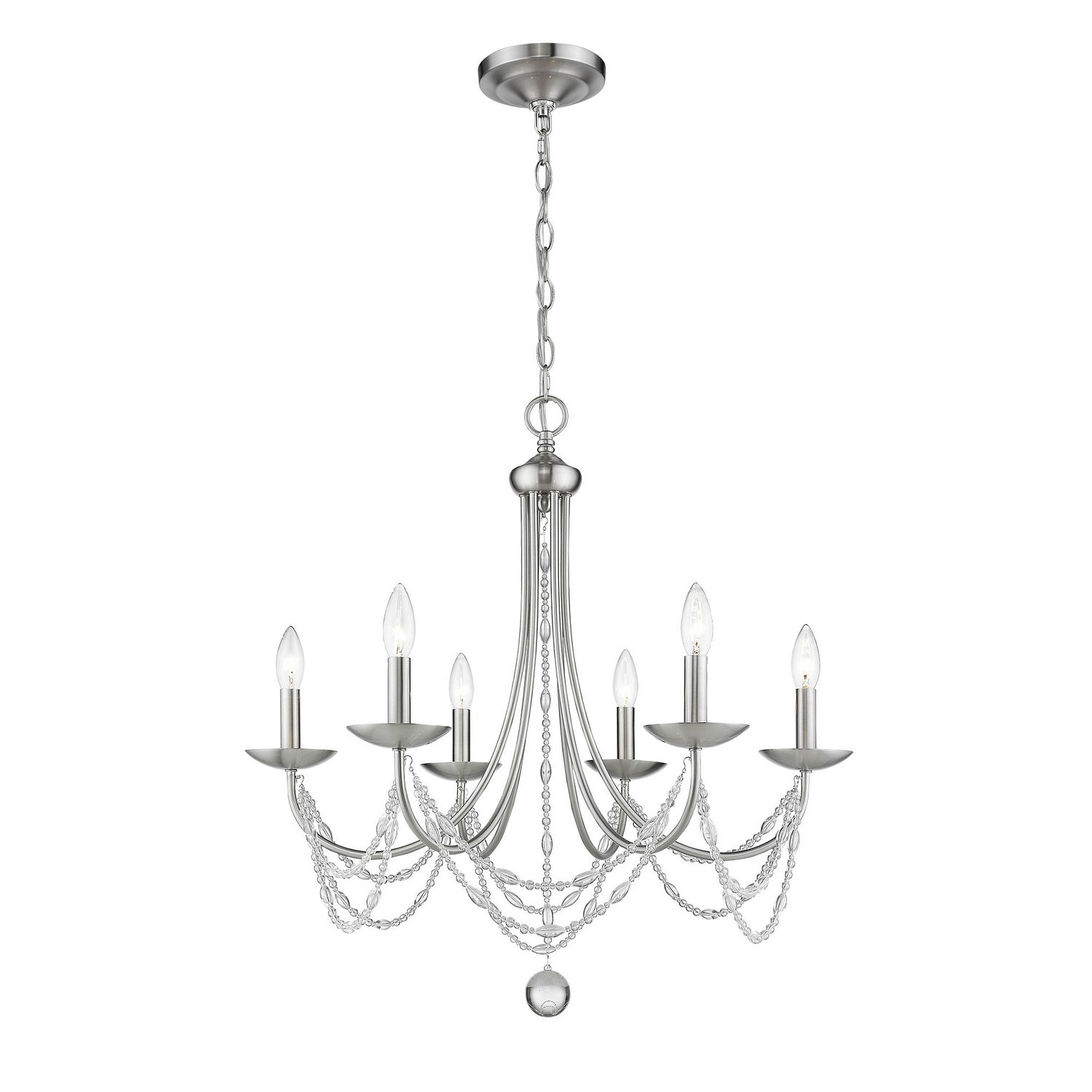 Golden - 7644-6 PW - Six Light Chandelier - Mirabella - Pewter