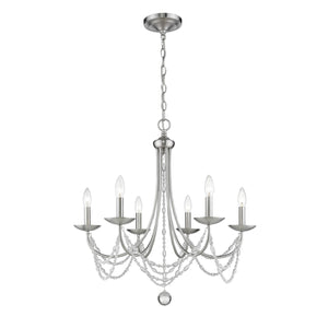 Golden - 7644-6 PW - Six Light Chandelier - Mirabella - Pewter