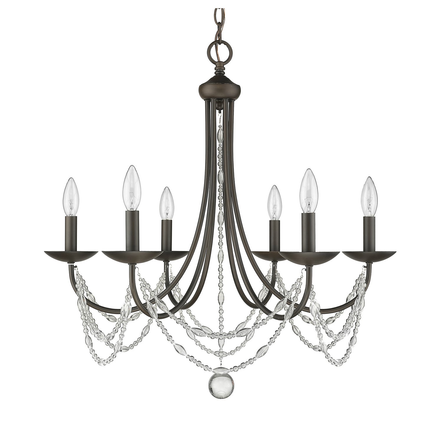 Golden - 7644-6 RBZ - Six Light Chandelier - Mirabella - Rubbed Bronze