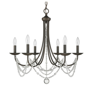 Golden - 7644-6 RBZ - Six Light Chandelier - Mirabella - Rubbed Bronze