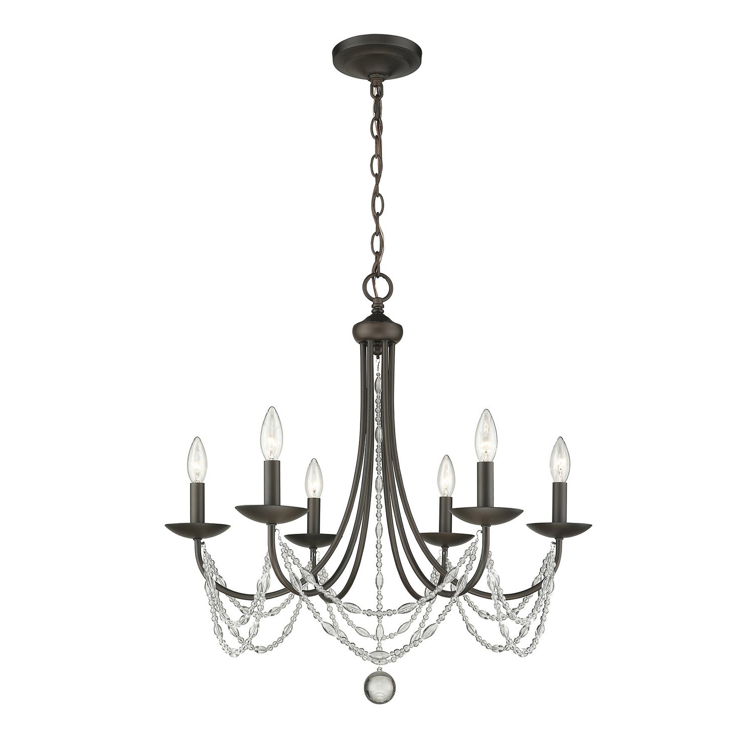 Golden - 7644-6 RBZ - Six Light Chandelier - Mirabella - Rubbed Bronze