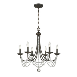 Golden - 7644-6 RBZ - Six Light Chandelier - Mirabella - Rubbed Bronze