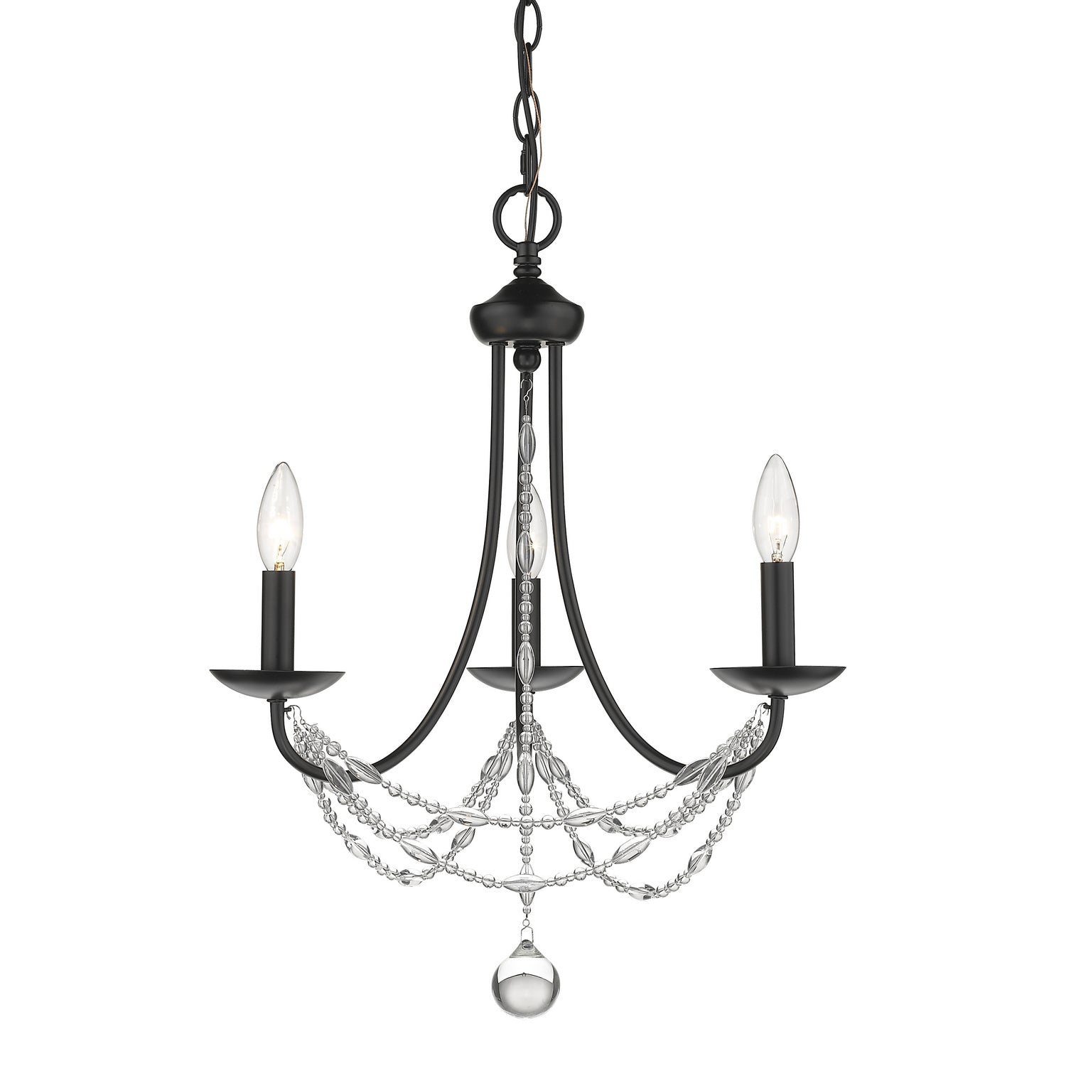 Golden - 7644-M3 BLK - Three Light Mini Chandelier - Mirabella - Matte Black