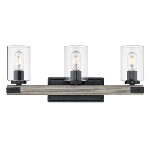 Golden - 7808-BA3 BLK-CLR - Three Light Bath Vanity - Lowell - Matte Black