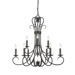 Golden - 8606-CN9 BLK - Nine Light Chandelier - Homestead - Matte Black