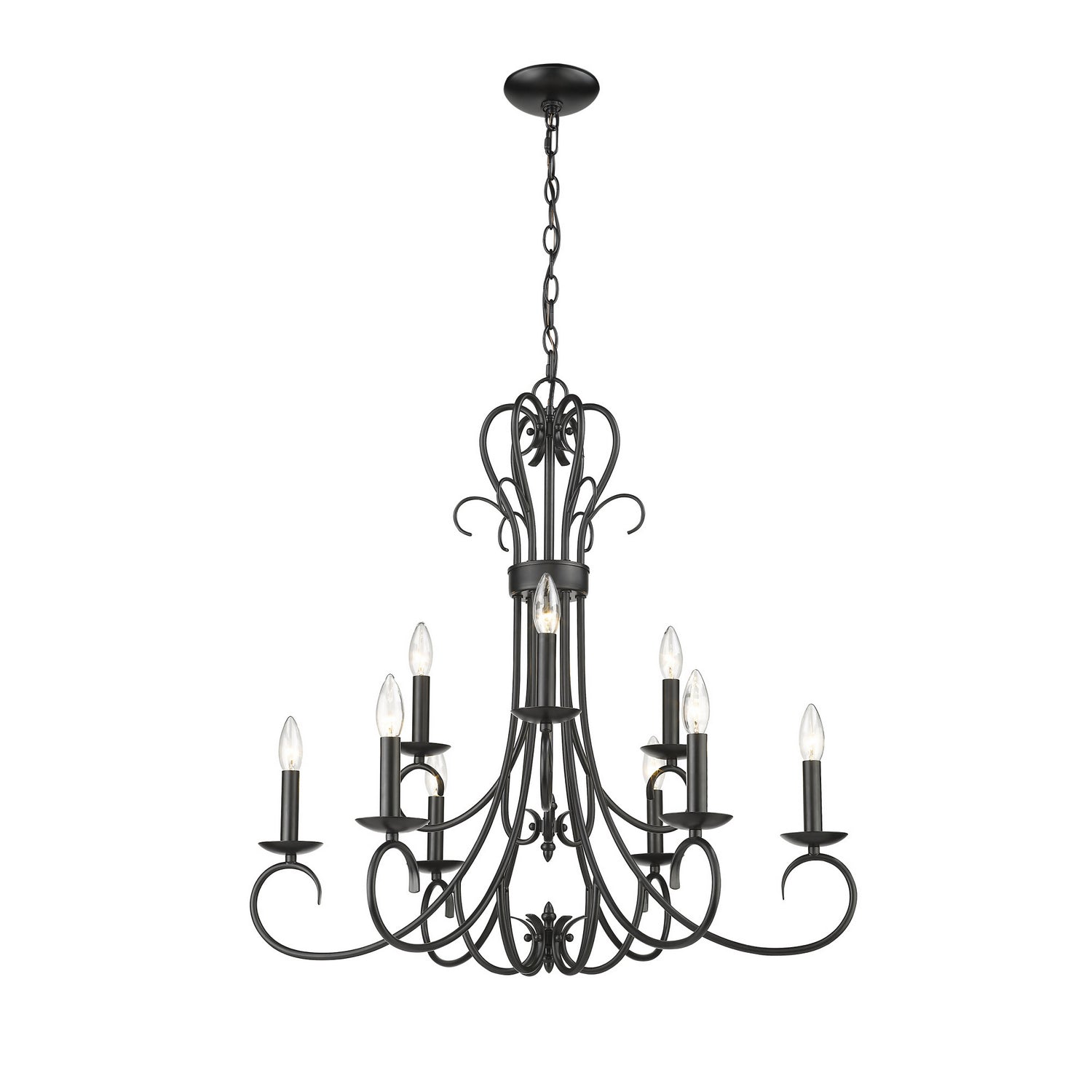 Golden - 8606-CN9 BLK - Nine Light Chandelier - Homestead - Matte Black