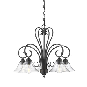 Golden - 8606-D5 BLK-CLR - Five Light Chandelier - Homestead - Matte Black