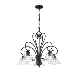 Golden - 8606-D5 BLK-CLR - Five Light Chandelier - Homestead - Matte Black