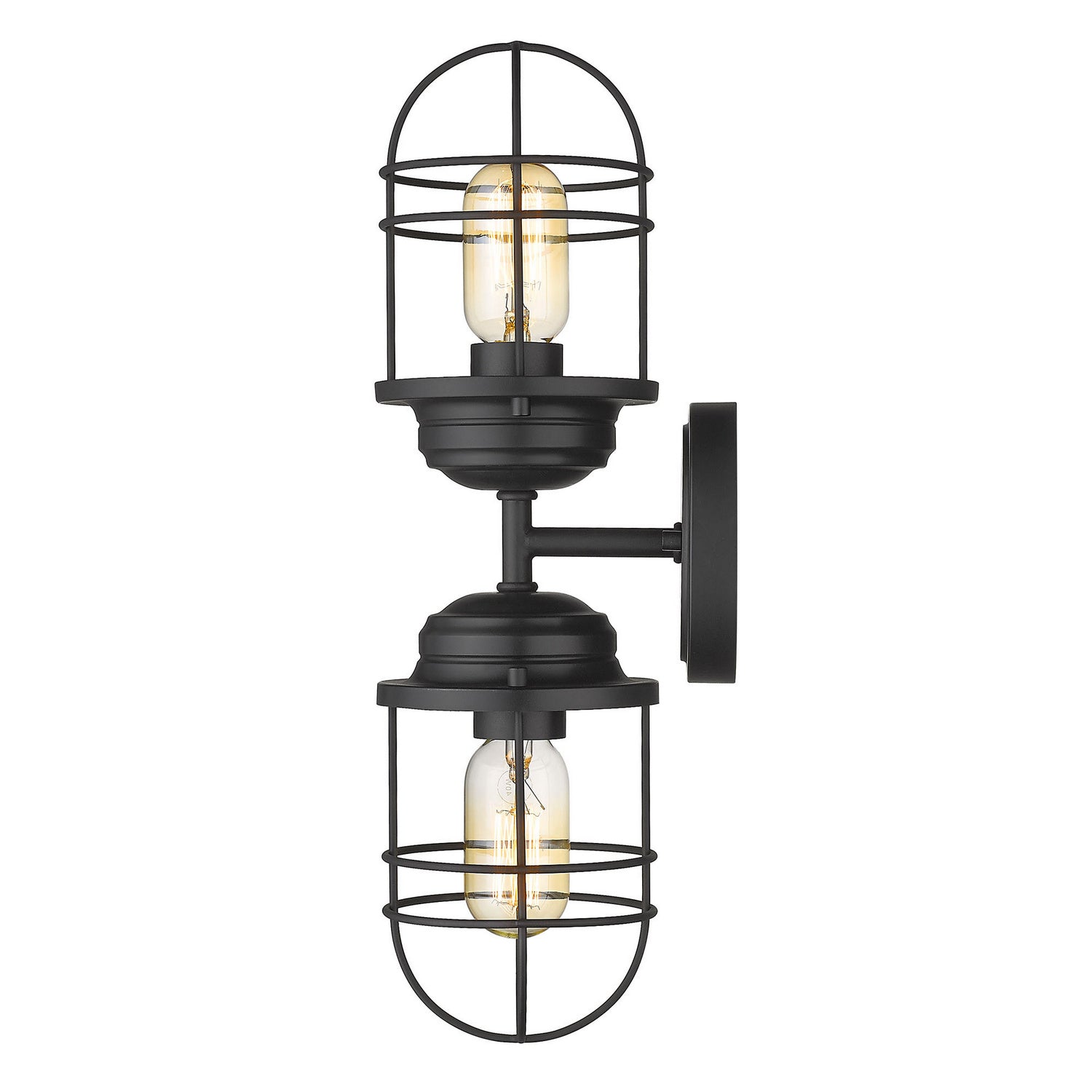 Golden - 9808-2W BLK - Two Light Wall Sconce - Seaport BLK - Matte Black