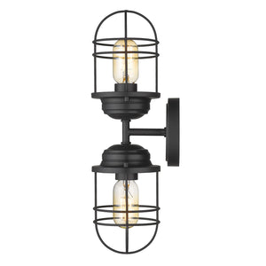 Golden - 9808-2W BLK - Two Light Wall Sconce - Seaport BLK - Matte Black