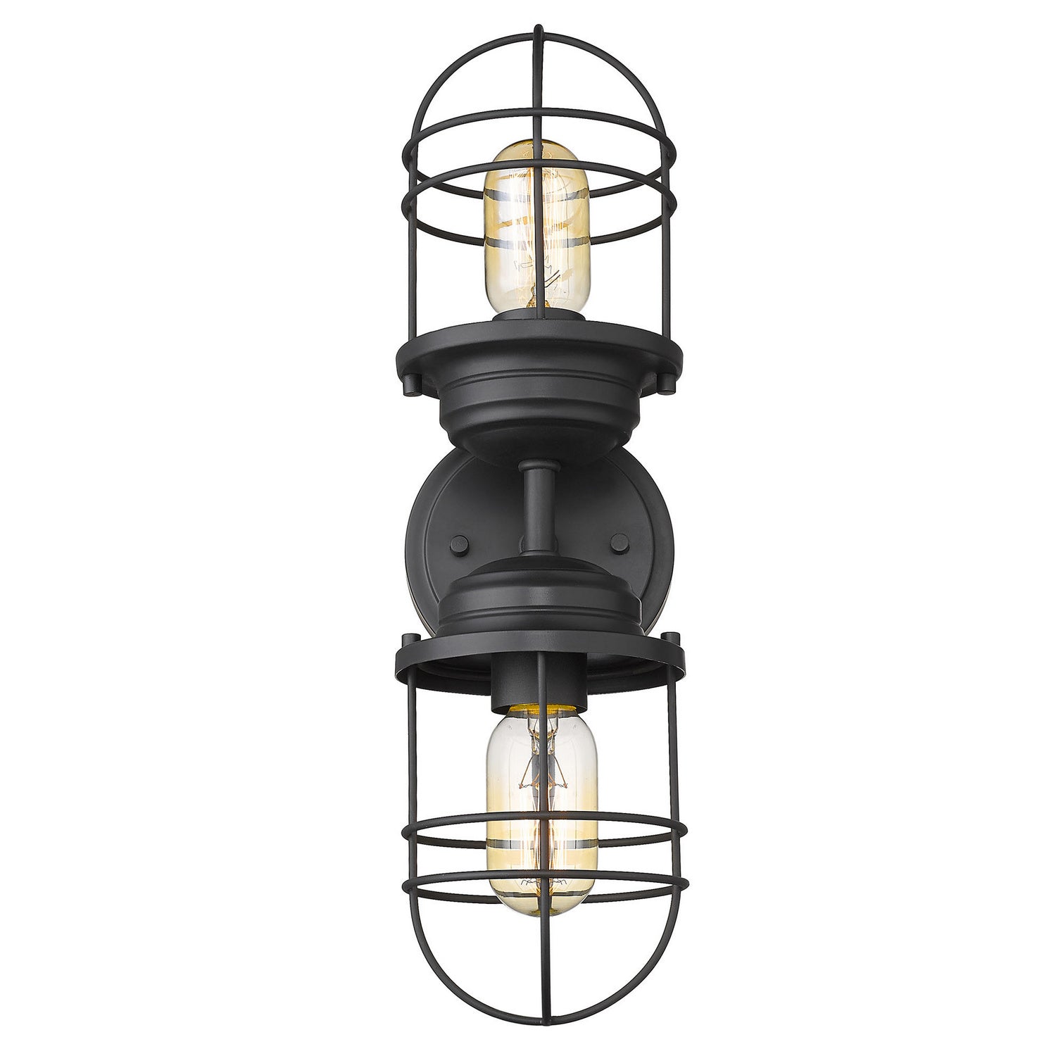 Golden - 9808-2W BLK - Two Light Wall Sconce - Seaport BLK - Matte Black