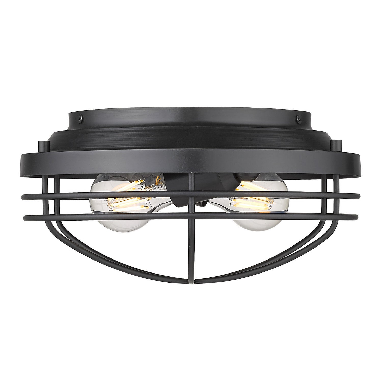 Golden - 9808-FM BLK - Two Light Flush Mount - Seaport BLK - Matte Black