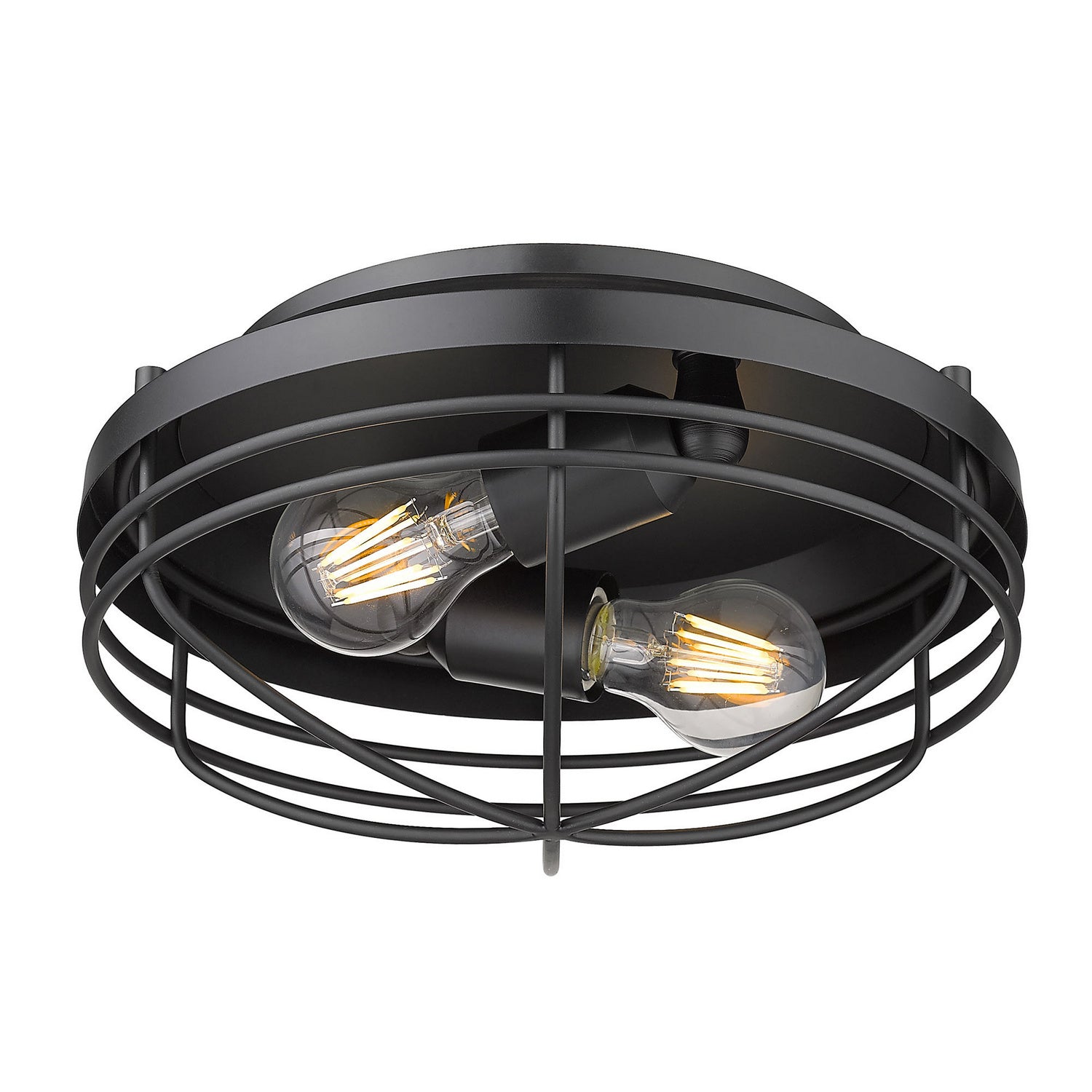 Golden - 9808-FM BLK - Two Light Flush Mount - Seaport BLK - Matte Black