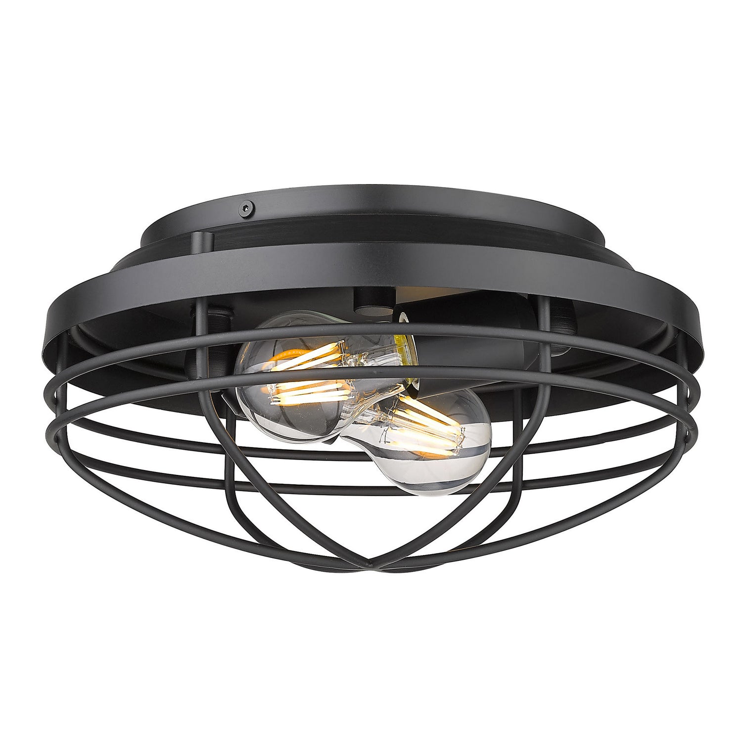 Golden - 9808-FM BLK - Two Light Flush Mount - Seaport BLK - Matte Black