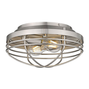 Golden - 9808-FM PW - Two Light Flush Mount - Seaport PW - Pewter