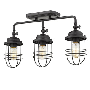 Golden - 9808-LSF BLK - Three Light Semi-Flush Mount - Seaport BLK - Matte Black