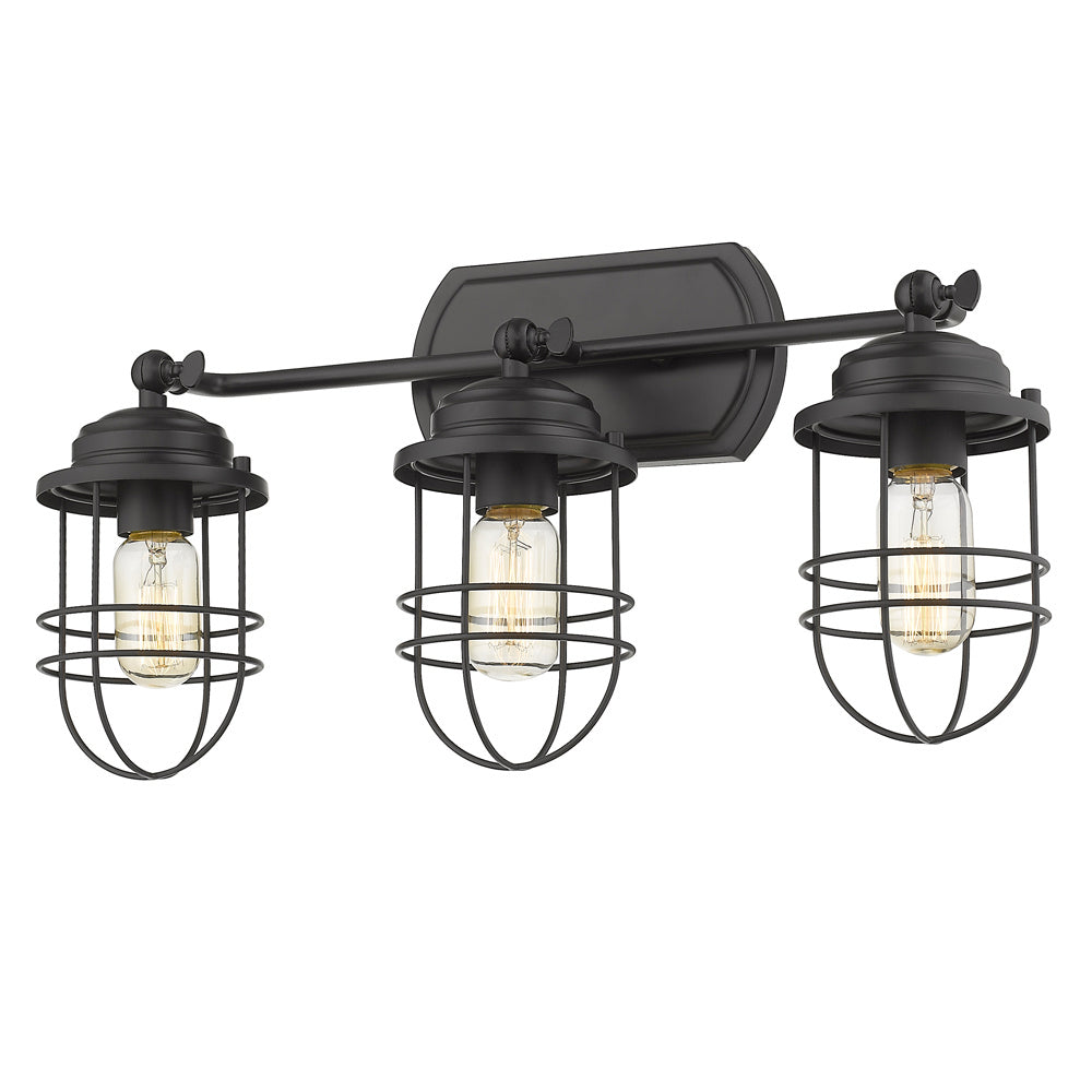 Golden - 9808-LSF BLK - Three Light Semi-Flush Mount - Seaport BLK - Matte Black