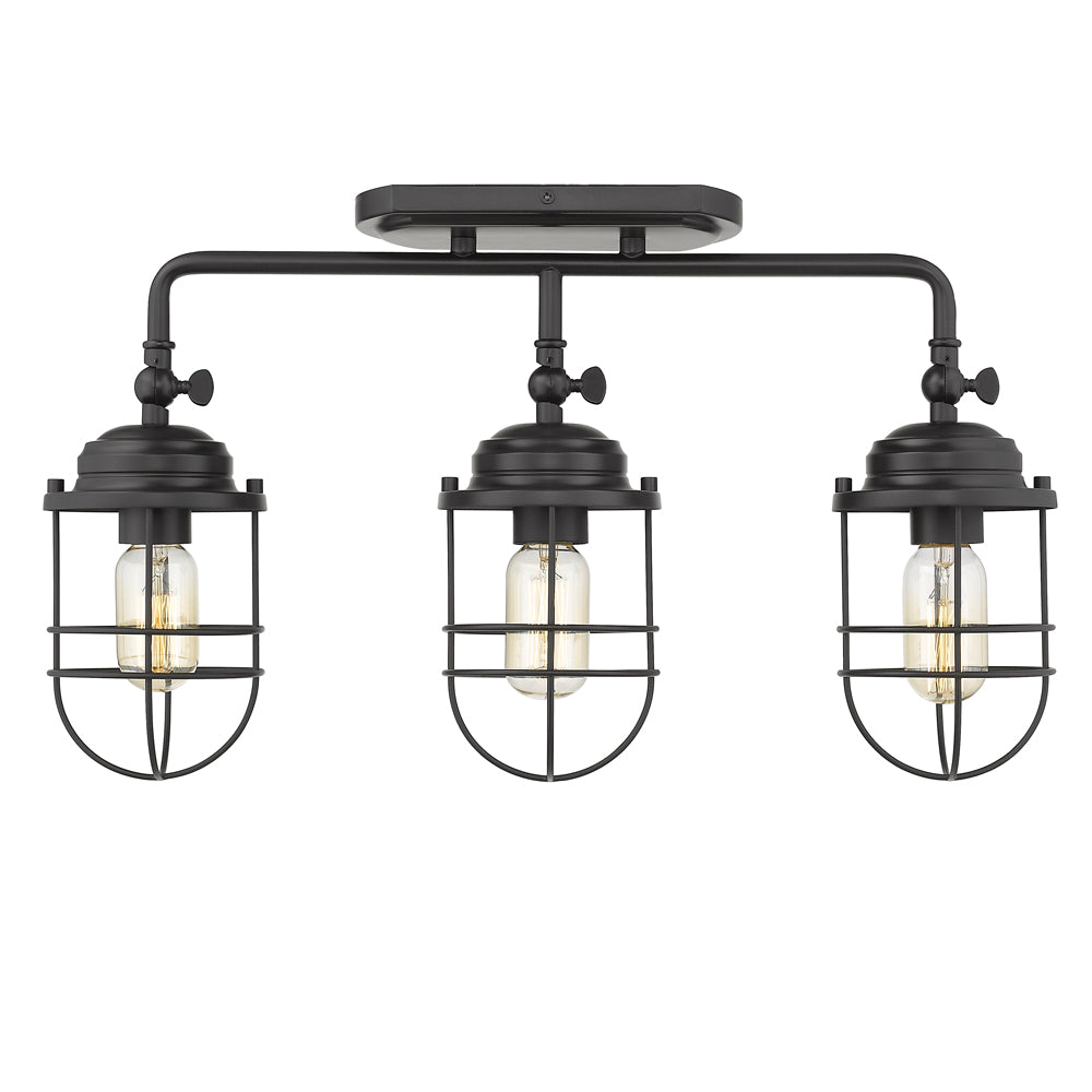 Golden - 9808-LSF BLK - Three Light Semi-Flush Mount - Seaport BLK - Matte Black