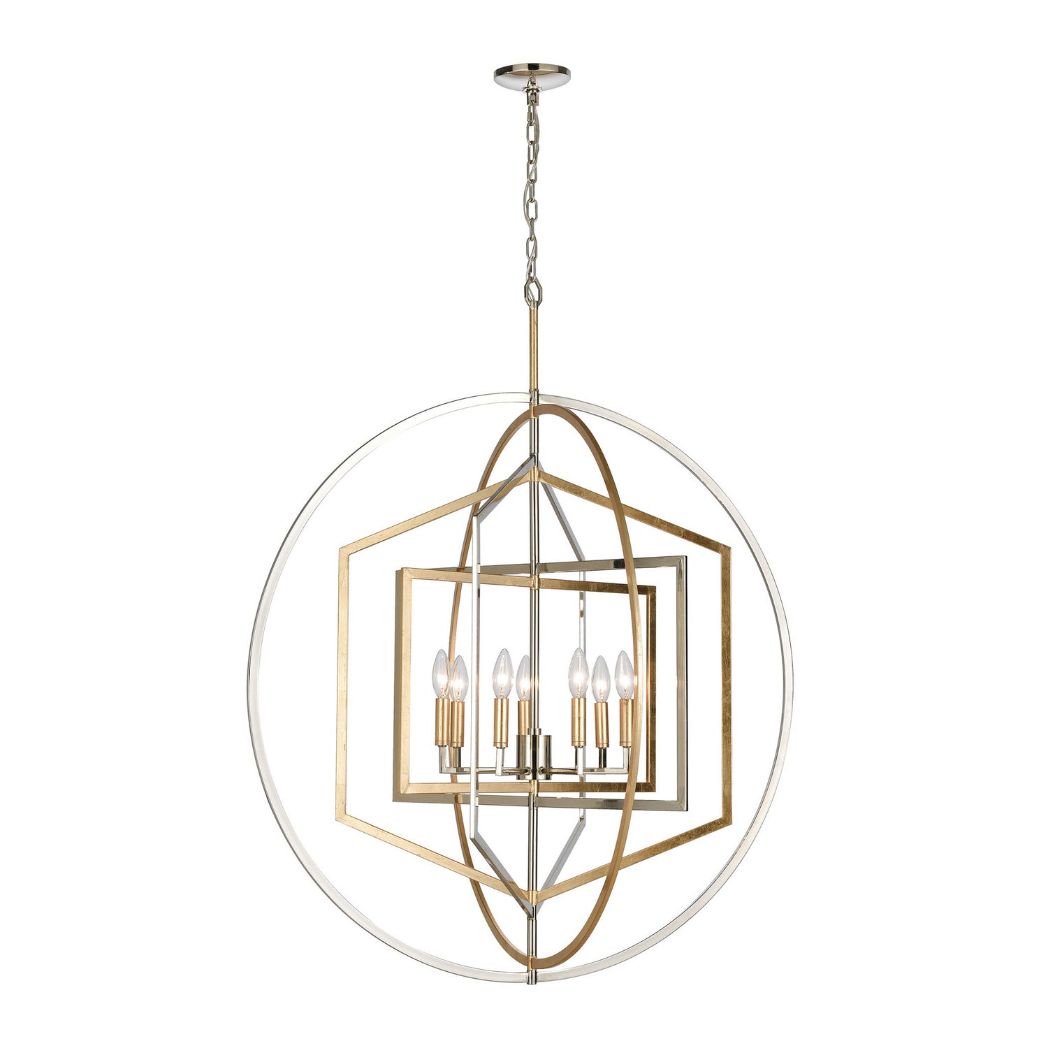 ELK Home - 12264/7 - Seven Light Chandelier - Geosphere - Polished Nickel