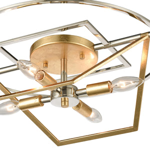 ELK Home - 12261/4 - Four Light Semi Flush Mount - Geosphere - Polished Nickel