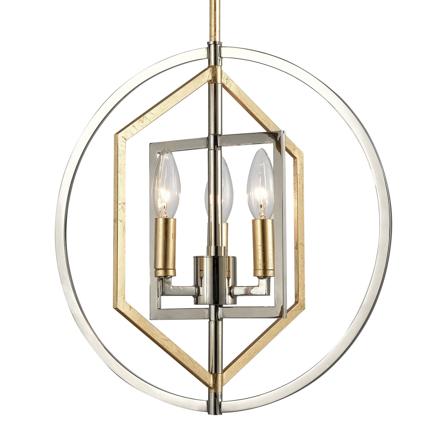 ELK Home - 12262/3 - Three Light Chandelier - Geosphere - Polished Nickel