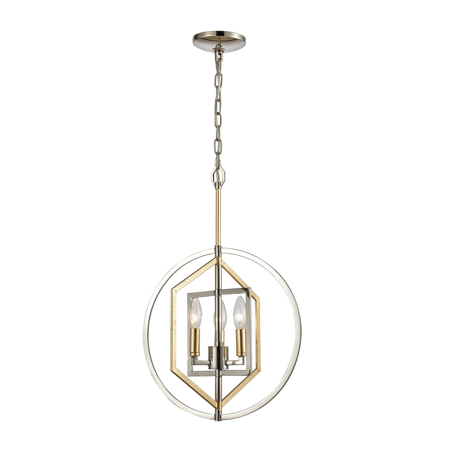 ELK Home - 12262/3 - Three Light Chandelier - Geosphere - Polished Nickel