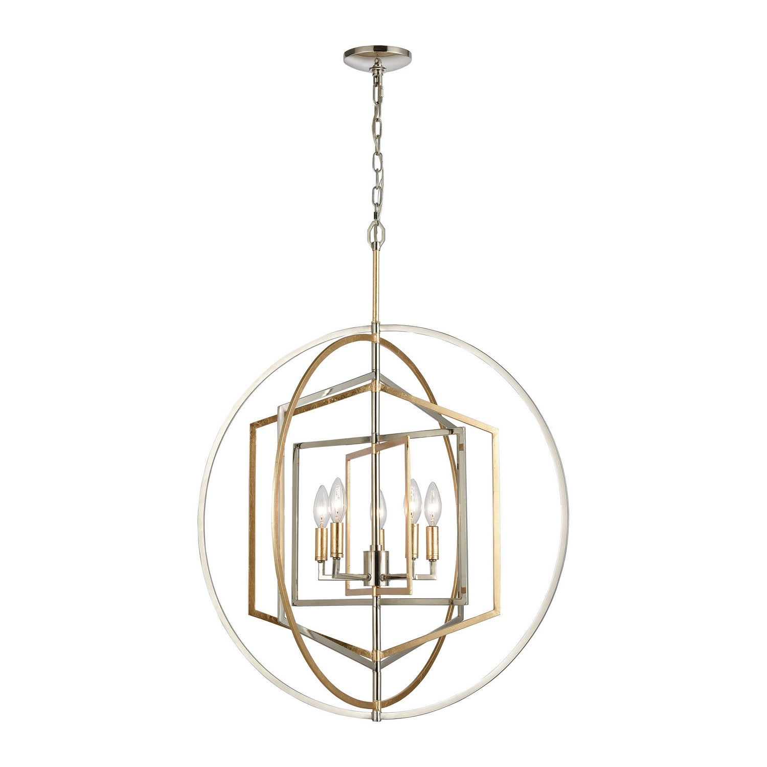 ELK Home - 12263/5 - Five Light Chandelier - Geosphere - Polished Nickel