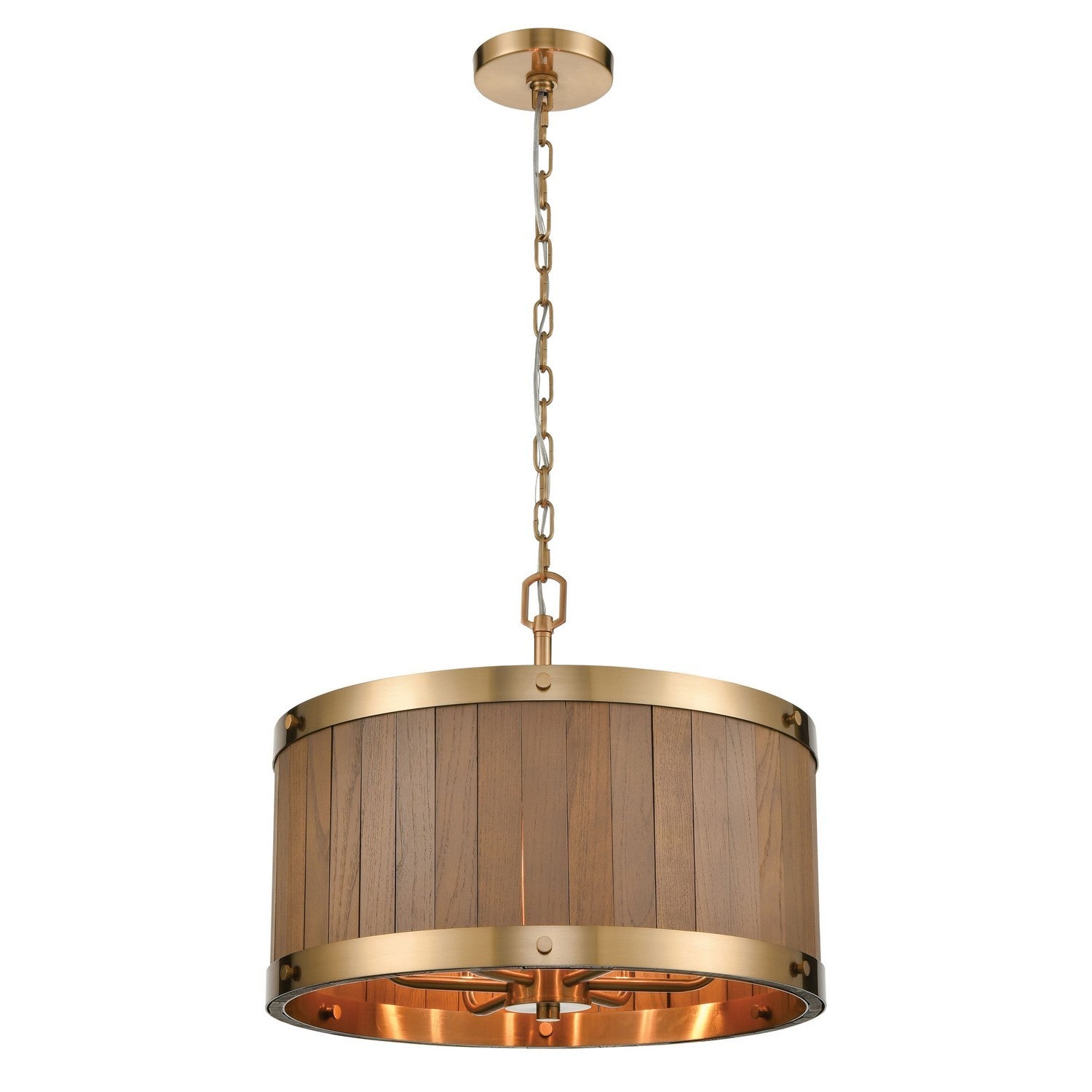 ELK Home - 33374/6 - Six Light Chandelier - Wooden Barrel - Satin Brass