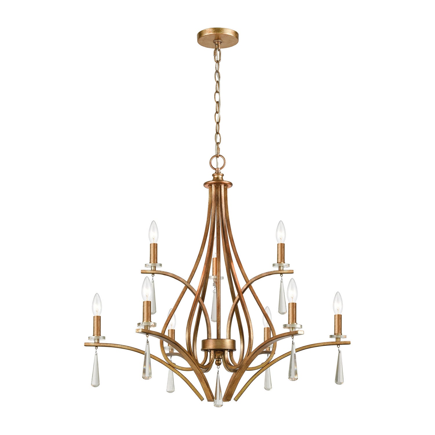 ELK Home - 75148/9 - Nine Light Chandelier - Katania - Antique Gold