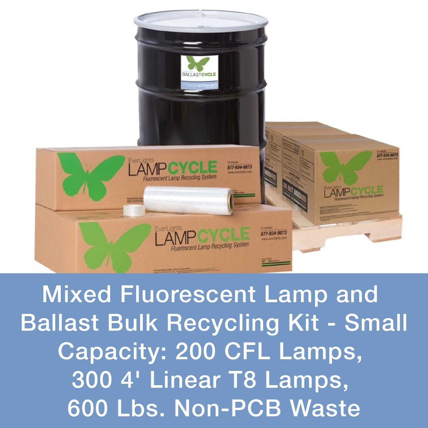 EverLights Recycling - 210406 - MIXED FLUORESCENT LAMP & BALLAST BULK RECYCLING KIT - Small