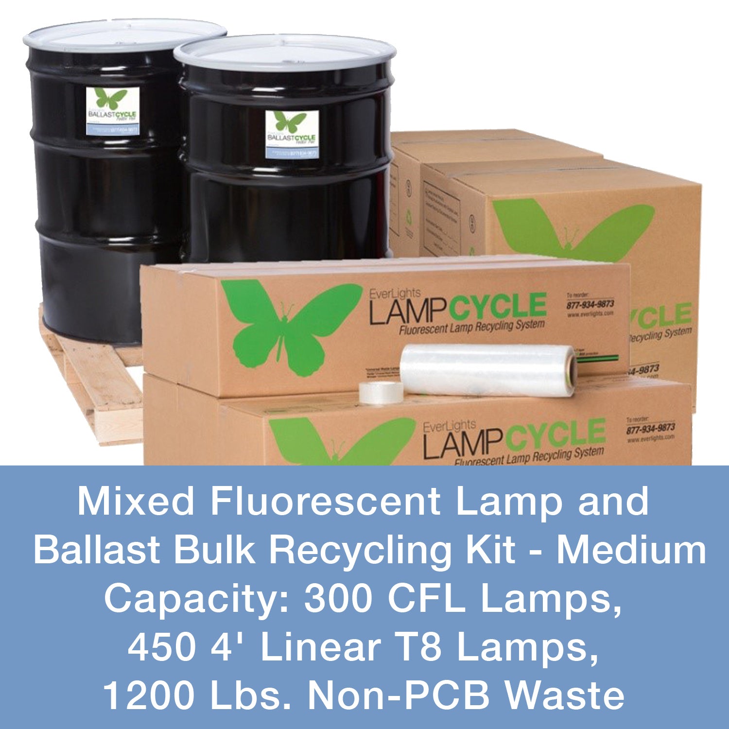 EverLights Recycling - 210412 - MIXED FLUORESCENT LAMP & BALLAST BULK RECYCLING KIT - Medium