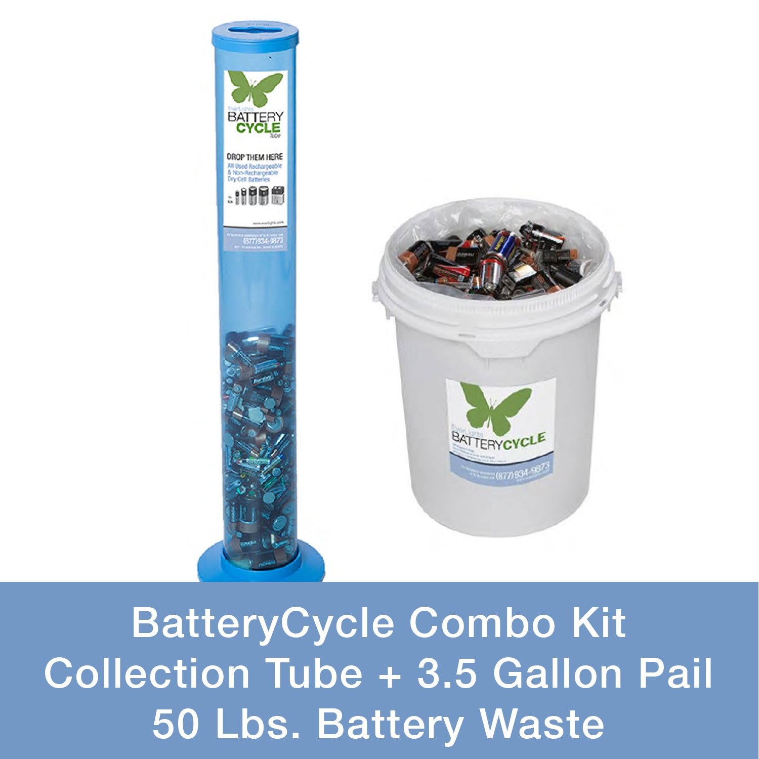 EverLights Recycling - 9000070 - BatteryCycle Combo Kit - Collection Tube With Pail