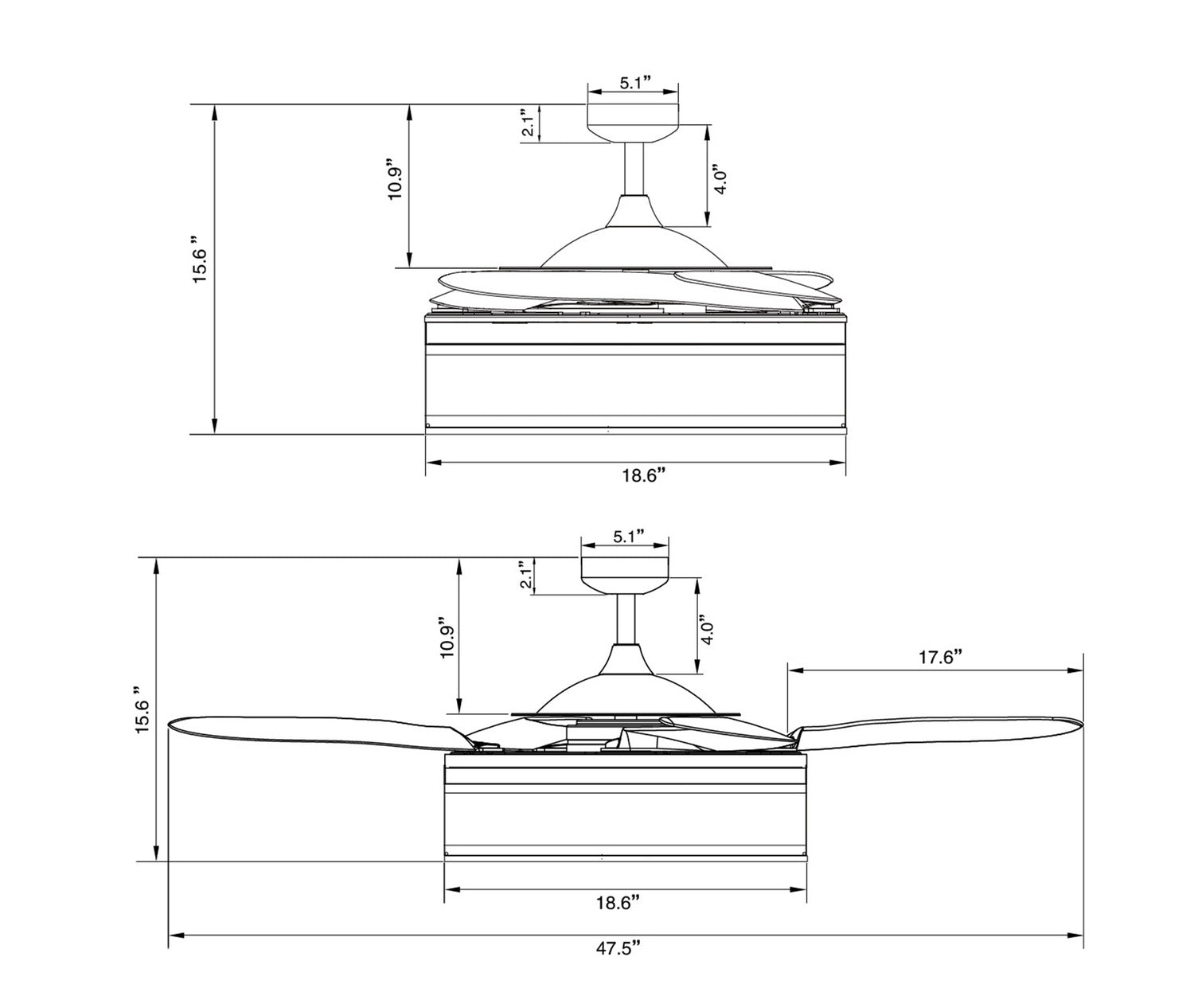 Beacon Lighting - 51103001 - 48``Ceiling Fan - Fraser - White and Transparent