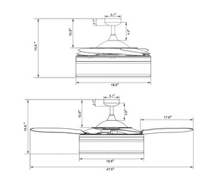 Beacon Lighting - 51103001 - 48``Ceiling Fan - Fraser - White and Transparent