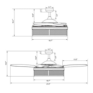 Beacon Lighting - 51107001 - 48``Ceiling Fan - Meridian - Oil Rubbed Bronze and Amber