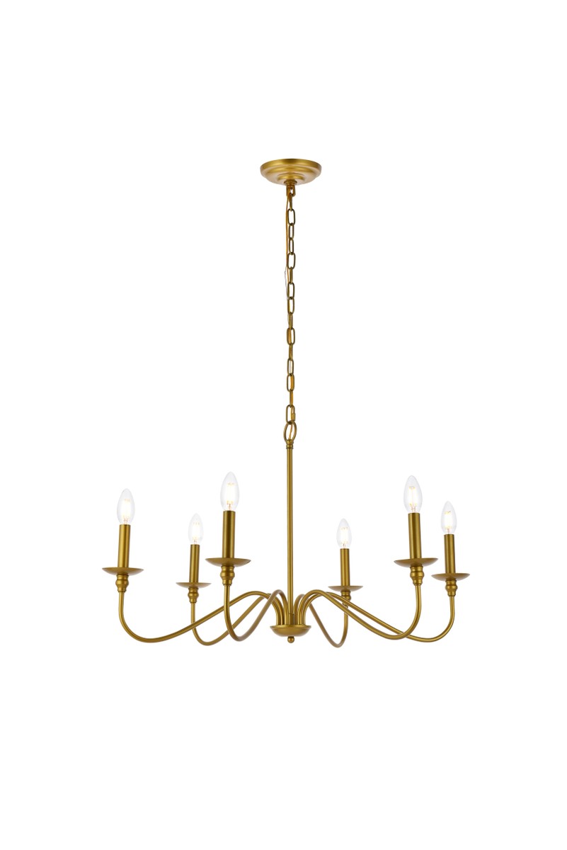 Elegant Lighting - LD5056D30BR - Six Light Chandelier - Rohan - Brass