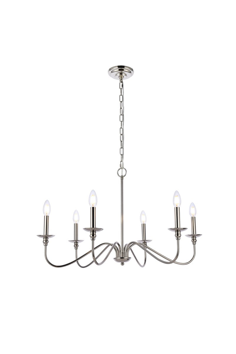 Elegant Lighting - LD5056D30PN - Six Light Chandelier - Rohan - Polished Nickel